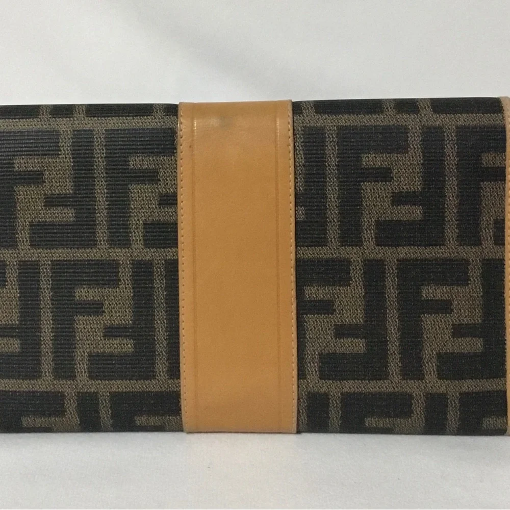 Authentic FENDI Brown Logo Wallet Trifold - Picture 2 of 16
